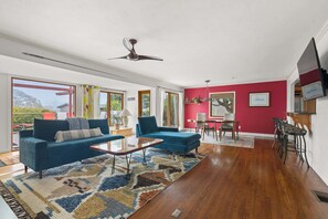 TV, fireplace, offices - Boho-Style Point Loma Retreat, Large Outdoor Deck (San Diego)