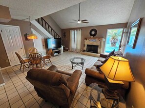 TV, fireplace, DVD player