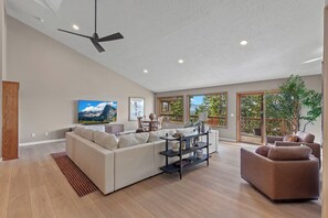 Smart TV, chimenea, videojuegos, libros