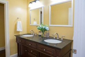 Hair dryer, towels, toilet paper