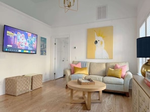 TV, books, stereo, offices