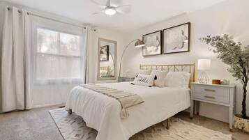 2 bedrooms, desk, iron/ironing board, travel cot