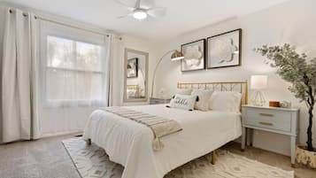 2 bedrooms, desk, iron/ironing board, travel crib