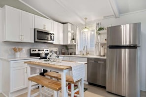 Fridge, microwave, oven, stovetop - The Honeymoon Cabin | Private Couple's Retreat w/ hot tub (Front Royal)