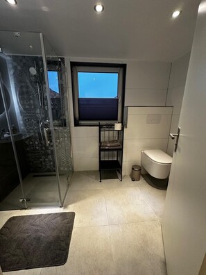 Shower, towels, soap