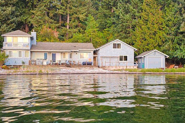 Exterior - Large waterfront beach house with hot tub, game room, & private beach access (Seabeck)