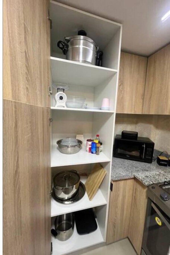 Microwave, oven, coffee/tea maker, toaster