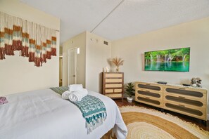 1 bedroom, iron/ironing board, travel crib, free WiFi