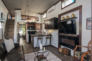 TV, fireplace, offices