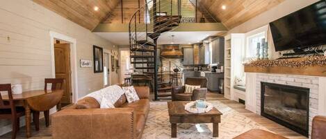 TV, fireplace, offices