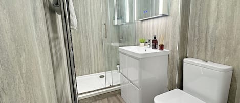 Haartrockner, Bidet, Handtücher, Seife