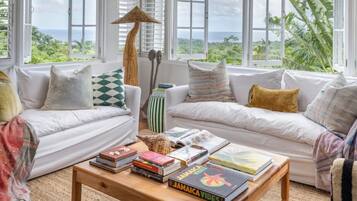 Smart TV, books, stereo, offices