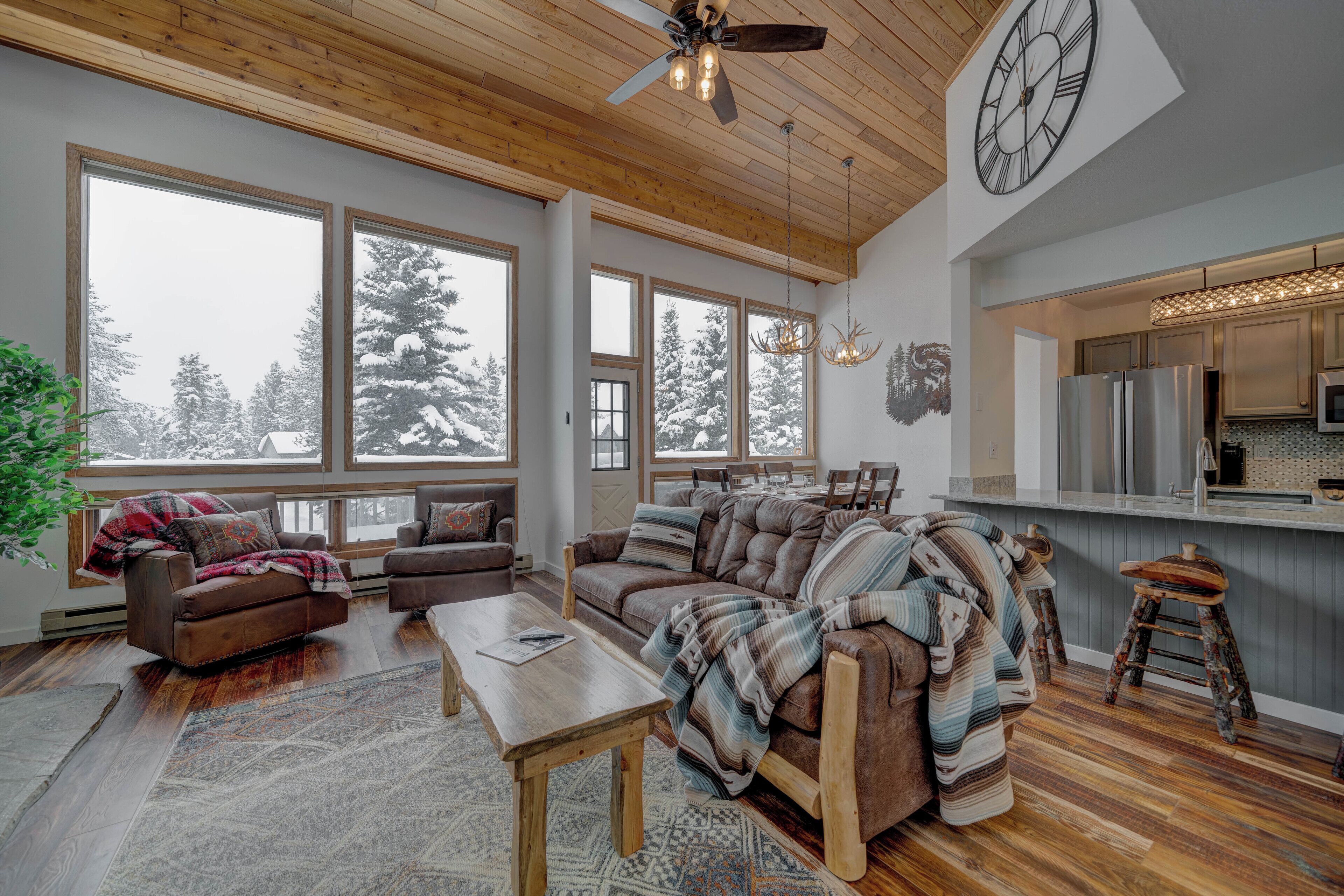 Smart TV, fireplace, DVD player, video library