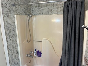 Regadera, secadora de cabello, bidet, toallas 
