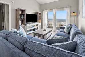TV - Gorgeous deluxe condo w/pool, balcony - in popular Ocean Drive - quick walk to shops, eateries (North Myrtle Beach)