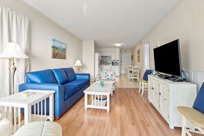 TV - Ocean View Villa G3: 2BR, 2BA, side ocean views, pool, balcony, Wi-Fi, near Cherry Grove Inlet (North Myrtle Beach)