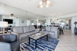 TV - Oceanfront 4BR unit with pools, lazy river, patio, and prime Main Street location (North Myrtle Beach)