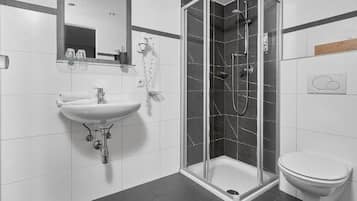 Basic Apartment, Mountain View | Bathroom | Shower, hair dryer, towels, shampoo