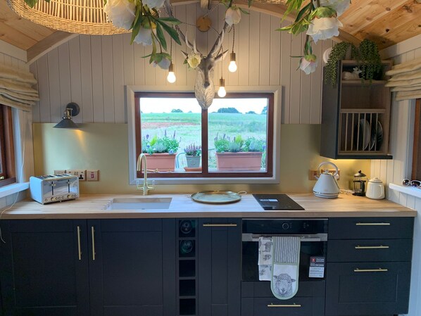Private kitchen - Luxury Shepherds Hut and Hot Tub Retreat (Milverton)