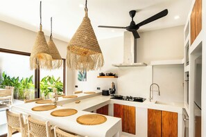 Villa, 3 Bedrooms, Private Pool | Private kitchen | Full-size fridge, microwave, oven, stovetop