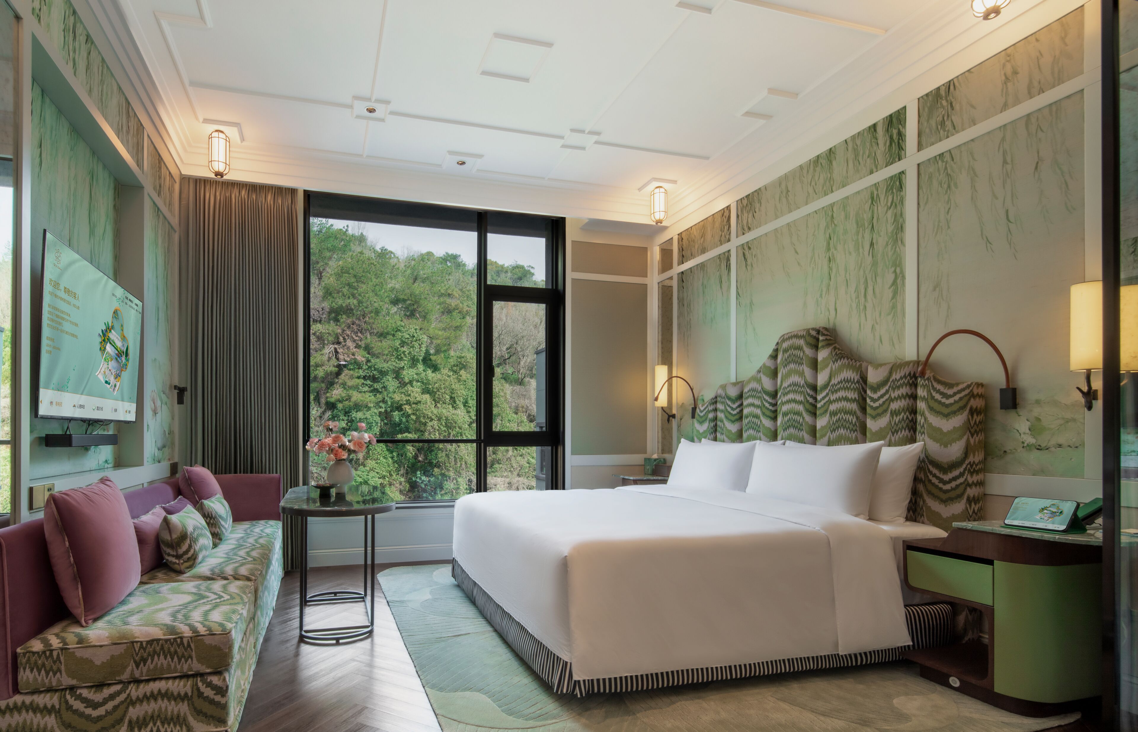 Chambre, 1 très grand lit, vue jardin