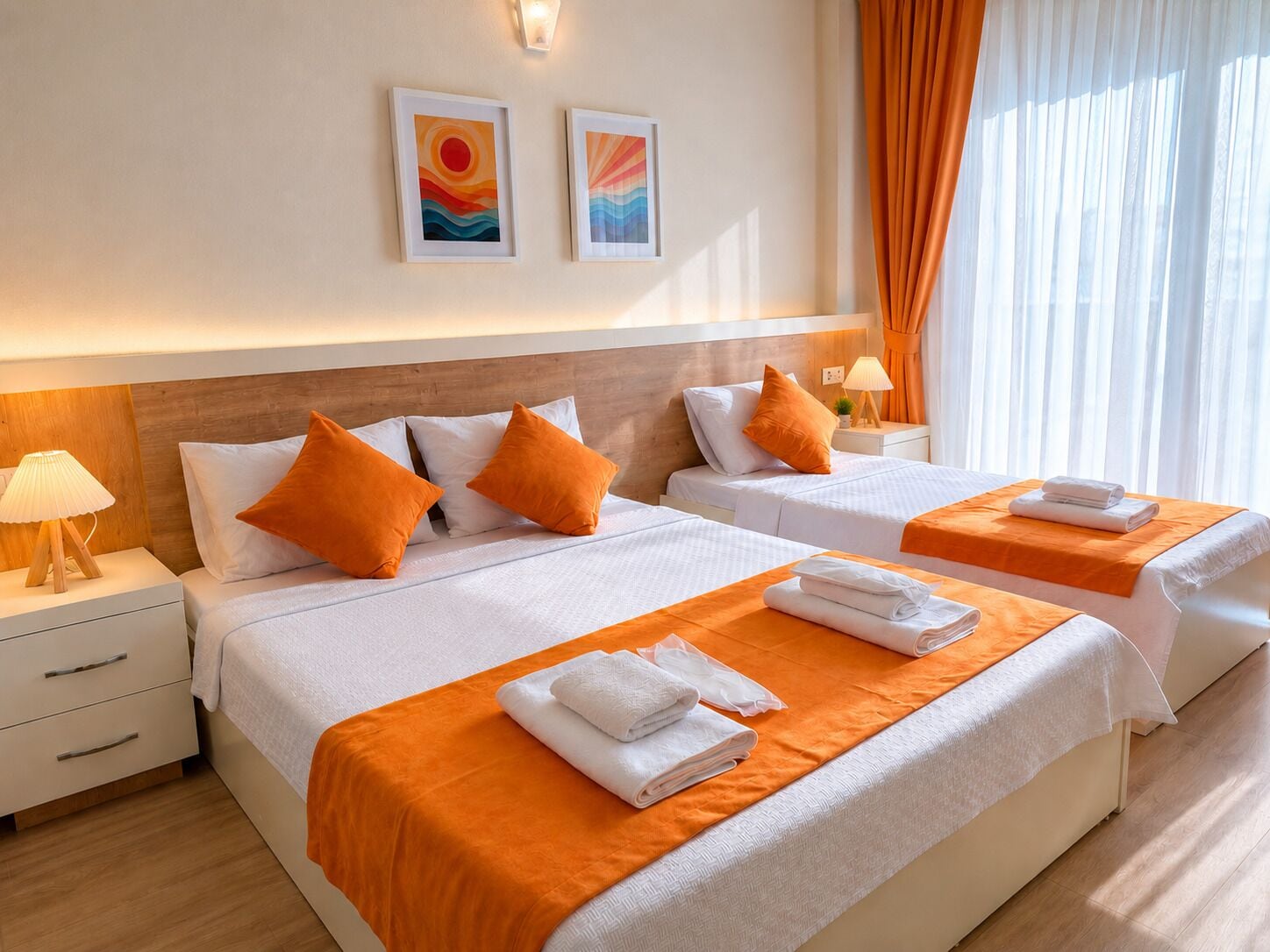 Family Triple Room, Balcony, Garden View | Premium bedding, laptop workspace, free WiFi, bed sheets