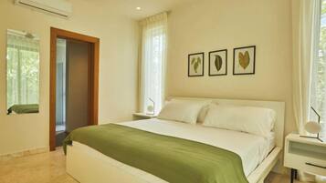 4 habitaciones, camas con efecto memoria y ropa de cama
