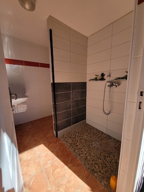 Hair dryer, soap, toilet paper