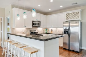 Fridge, microwave, dishwasher, coffee/tea maker - GULF WINDS  - Close to beach, loaded with extras, beach view! (Crystal Beach)