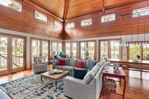 Smart TV, fireplace, video games, DVD player