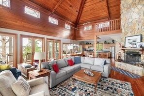 Smart TV, fireplace, video games, DVD player