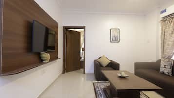 Premium Apartment, 2 Bedrooms, Non Smoking, Balcony | Living area