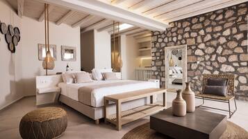 Deluxe Suite with Sea View and Hot Tub - Ground Floor | Living area | 42-inch flat-screen TV with digital channels