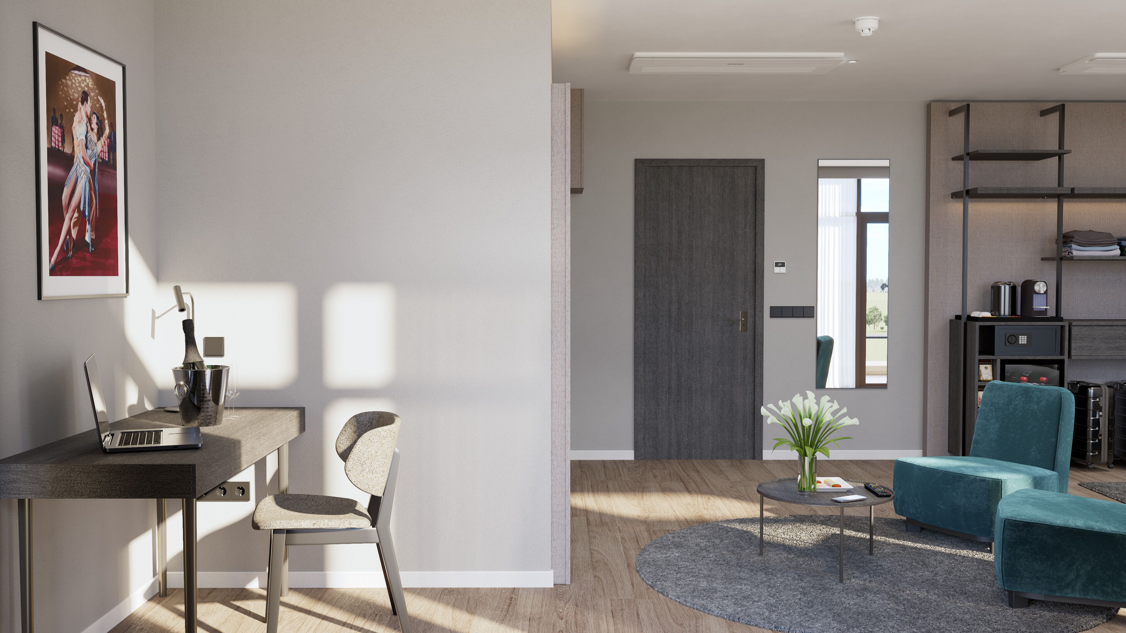 Junior Suite with Balcony - Track View | Laptop workspace, soundproofing