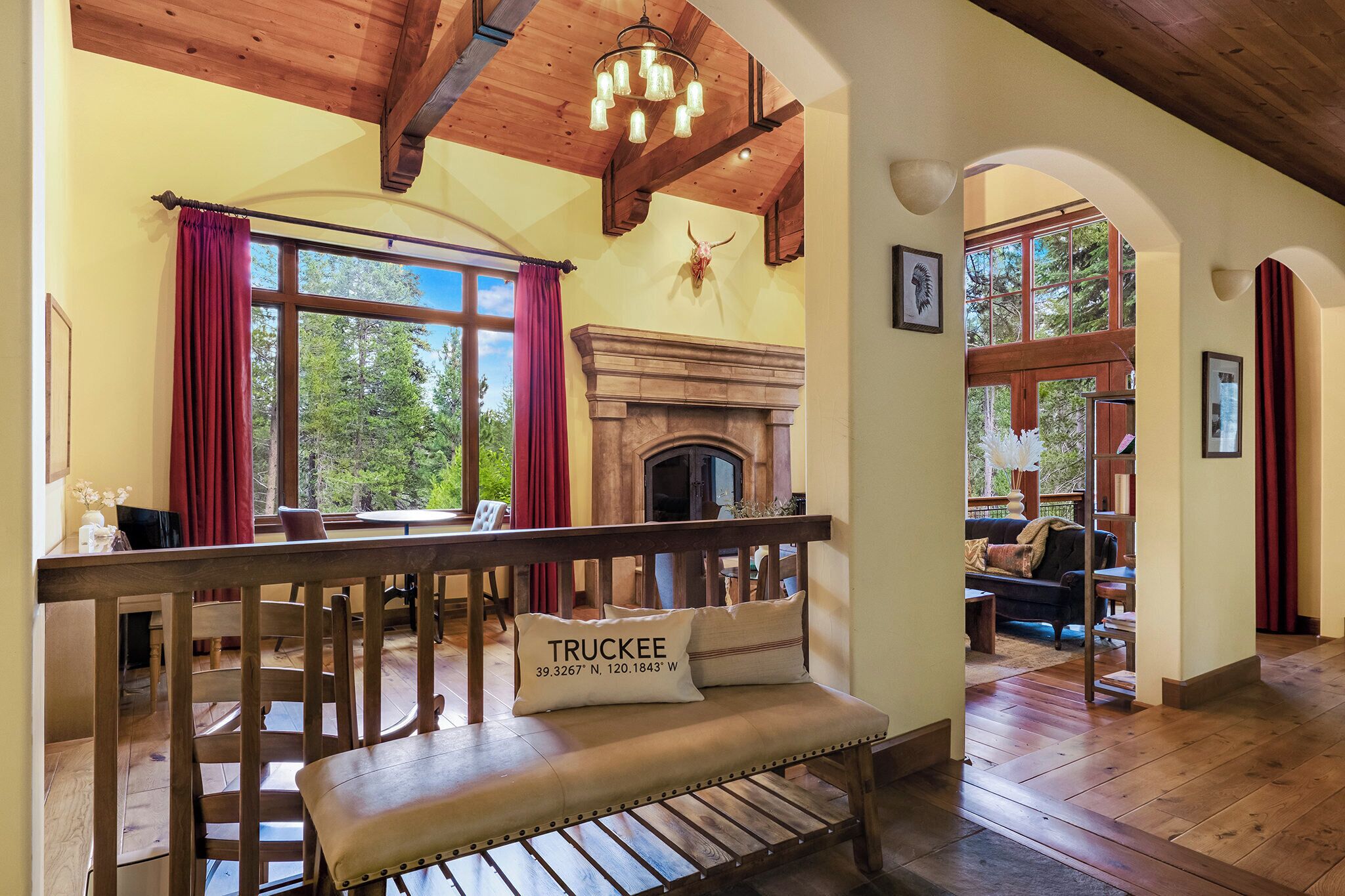 House, Multiple Beds, Patio, Mountain View (Star Haven Retreat) | Living area | 75-inch flat-screen TV with digital channels, fireplace