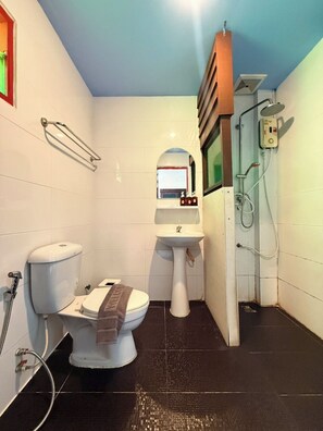 Phòng 3 Deluxe | Phòng tắm | Buồng tắm vòi sen, máy sấy tóc, khăn tắm, xà phòng 