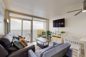 TV, DVD player, video library