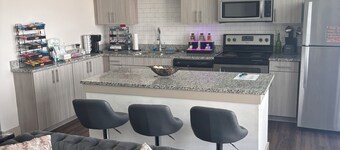 Spacious apartment with a baseball field view also pool view