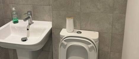 ヘアドライヤー、タオル、石鹸、トイレットペーパー