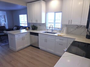 Fridge, microwave, oven, dishwasher
