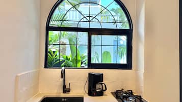 Standard Apartment, 1 Bedroom, Private Bathroom | Private kitchen | Mini-fridge, oven, stovetop, cookware/dishes/utensils