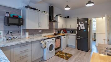 Fridge, microwave, oven, toaster