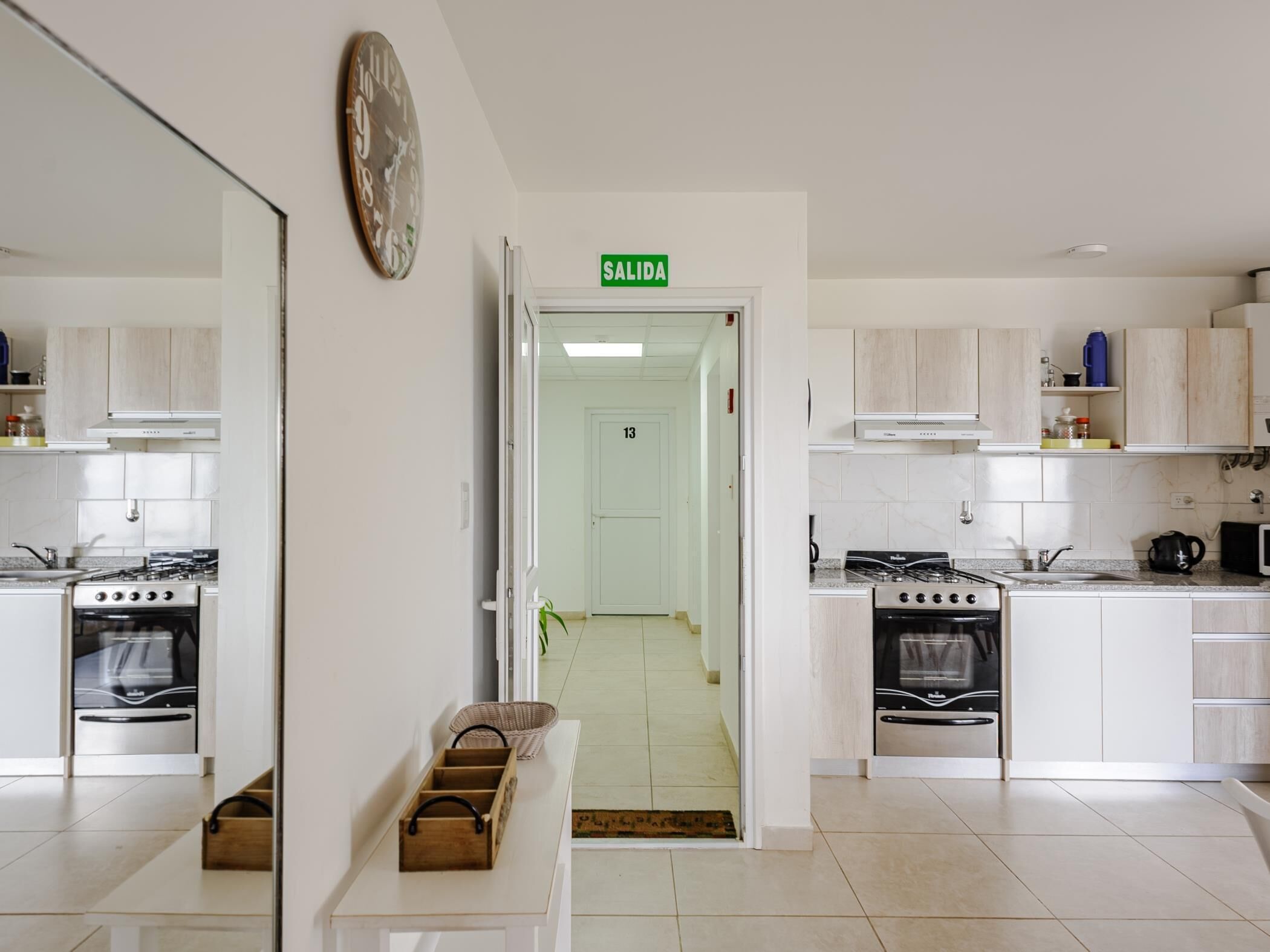 Fridge, microwave, oven, coffee/tea maker