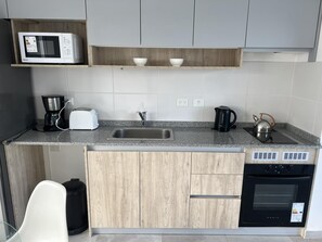 Fridge, microwave, oven, toaster