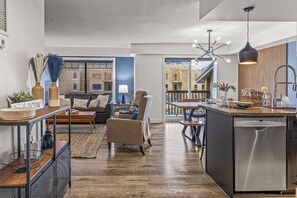 TV, fireplace - Amazing 3BR Condo W/Hot Tub Access and Mtn Views! (Dead Man`s Flats)