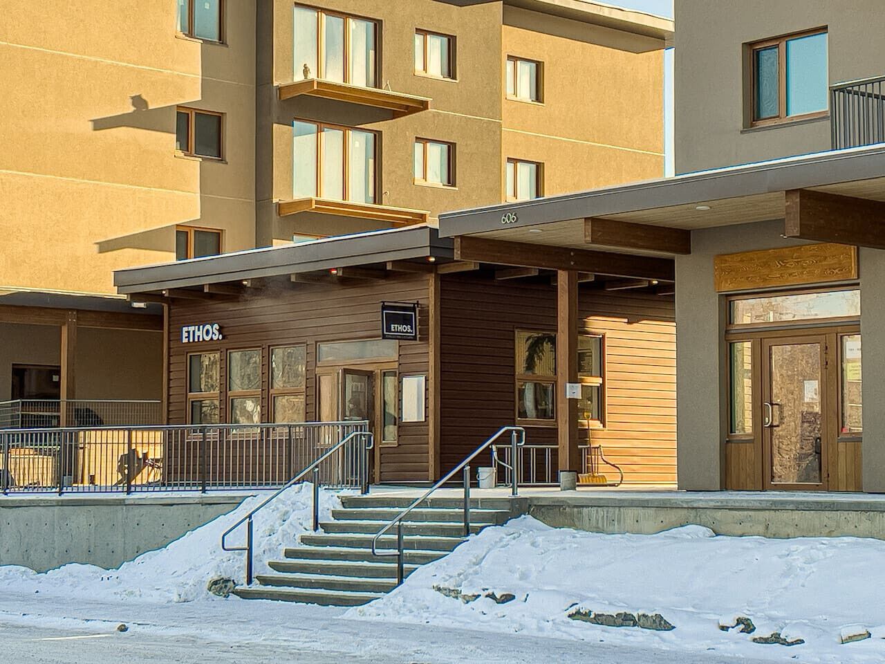 Outside of the building.