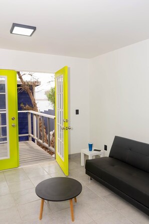 Cabin, Balcony, Beach View | Living area