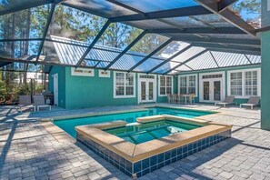 Outdoor pool, a heated pool - Private 5-bedroom house with private screened in pool and beach access (Santa Rosa Beach)