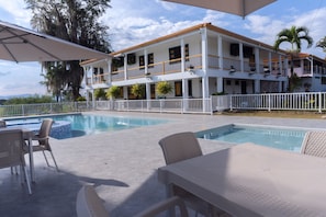 2 outdoor pools, open 9:00 AM to 9:00 PM, free pool cabanas