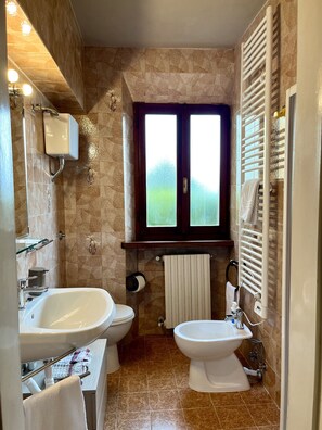 Ducha, secador de pelo y toallas